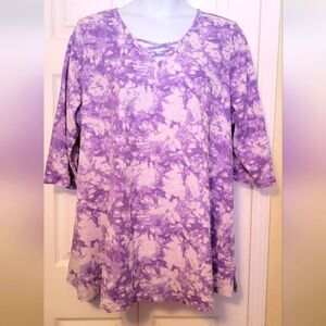 #383 Women Within Purple tye dye tunic,sze. 26/28W
